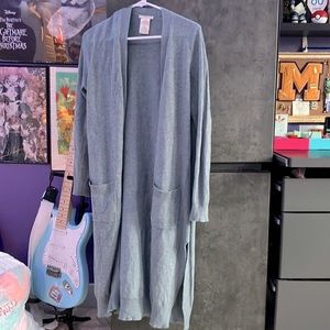 blue-gray long sweater